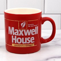 1980's Instant Maxwell House Coffee Cup Mug 12 oz 341ml Red Made In England - £14.93 GBP