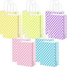 50 Pcs Easter Gift Bags Bulk Pastel Paper Bags Plaid Pastel Party Favors... - £30.63 GBP