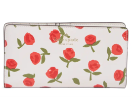 Kate Spade Festive Rosette Dana Large Bifold Wallet ~NWT~ Rose Print - £57.99 GBP