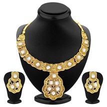 VeroniQ Trends - Resplendent Contemporary style Gold Plated Kundan Necklace Set  - £22.06 GBP
