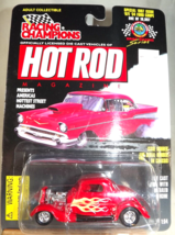 1997 Racing Champions Hot Rod Magazine &#39;97E &#39;34 FORD COUPE Red w/Rubber Tires - £10.62 GBP