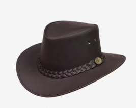 Australian Cowboy Hat 100% Genuine Leather Handmade Braids Band Western Wear - £54.33 GBP