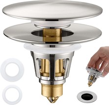 A Two-In-One Universal Bathroom Sink Stopper That Is Brushed Nickel Pop Up, - £35.20 GBP
