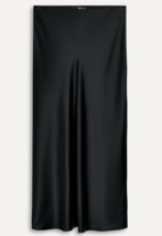 ZARA BNWT 2025. BLACK SATIN MIDI SKIRT 50TH ANNIVERSARY ZIP. 6929/423/800 - $81.83