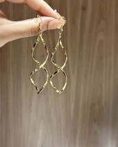 Gold earrings - drop dangle - swirl earrings - £8.89 GBP