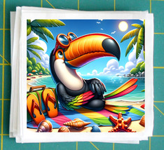 Summer Pelican Quilt Block Image Printed on Fabric Square SP74960 - $3.60+