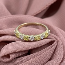 1.00CT Redondo Laboratorio Crecido Blanco Diamante Amarillo Alianza 14k Oro - $24,267.31 MXN