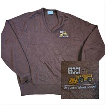 Vintage 80s Mens Large CASE Brown Sweater 21 Series Wheel Loader Embroid... - £52.20 GBP