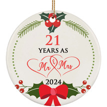 21th Anniversary Ornament 21 Years As Mr &amp; Mrs Christmas Ornament Keepsa... - $15.79