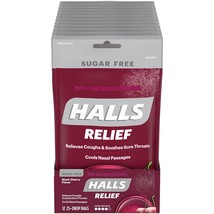 HALLS Relief Black Cherry Sugar Free Cough Drops, 12 Packs of 25 Drops (300 Tota - £59.80 GBP