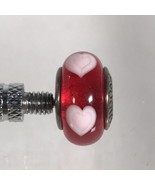 Authentic Pandora 925 Ale Charm Red Love Pink Hearts Murano Glass Bead w... - £21.22 GBP