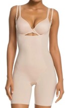 SPANX Shapewear M Soft Nude Smartgrip Slips Open-Bust Mid-Thigh Bodysuit 10156R - £27.10 GBP