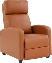 Tan Brown Faux Leather Recliner Armchair Home Theater Seating Footrest Reclining - £275.01 GBP