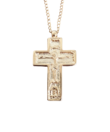 2 1/4&quot; Mount Athos Design 24K Gold Plated 2 Sides Greek Orthodox Pectora... - £29.37 GBP