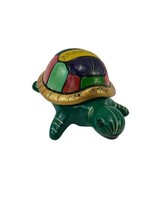 Mexican Folk Art Talavera Pottery Turtle Tortoise Trinket Dish Multi Col... - $19.78