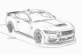 2024 Ford Mustang Dark Horse sketch AI art | 24x36 inch POSTER | sports car - £16.41 GBP