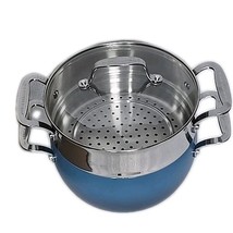 Pioneer Woman ~ HARLOW BLUE DENIM ~ 6 Quart Stockpot w/Lid &amp; Steamer Insert - $100.00