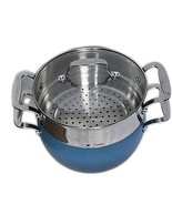 Pioneer Woman ~ HARLOW BLUE DENIM ~ 6 Quart Stockpot w/Lid &amp; Steamer Insert - $1,837.52 MXN
