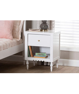 Ygritte Modern White Wood 1-Drawer Nightstand with Scalloped Edges - $11,686.00 MXN
