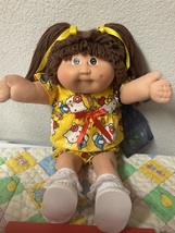 Vintage Cabbage Patch Kid Girl Hong Kong P Factory Brown Hair Head Mold #3 1984 - £184.79 GBP