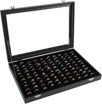 Siveit Ring Display Case Organizer Box with Transparent Lid, Ring Holder Showcas - £20.18 GBP