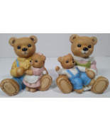 Pair Vintage HOMCO 1444 Porcelain TEDDY BEAR FIGURINES Set of 2 Mom Dad ... - £10.22 GBP