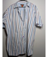 NYNE white w/ stripes cotton men&#39;s short sleeve shirt 2X Big - $26.89 CAD