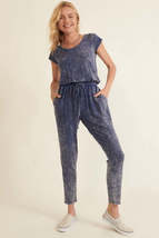 Mineral Washed Finish Knit Blue Jumpsuit - £38.37 GBP