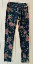 Lularoe Leggings Yoga Pants Blue Floral - £10.62 GBP