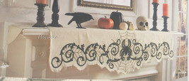 Nicole Miller Beaded Spider Web Halloween Mantle Scarf 24x84&quot; Spooky Scary - £51.92 GBP