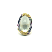 23.00 Carat Oval Moonstone and Canary Diamond Ring 18K Yellow Gold and F... - £8,357.26 GBP