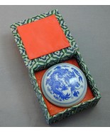 VTG Asian Porcelain Red Ink Paste Powder Box Blue What Dragon NIB - $1,141.99 MXN