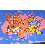 Vintage DIGIMON Agumon Gabumon Patamon All Over Print 5&#39; x 4&#39; Throw Blan... - $74.20