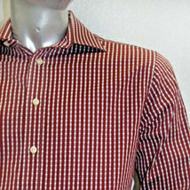 Men&#39;s Rufus Striped Burgundy | White Long Sleeve Button Down Shirt NWT - $98.00