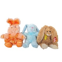 Easter Bunny Rabbits Brown Pink Blue Spring Plush Lot Of 3 Stuffed Animals - £25.70 GBP