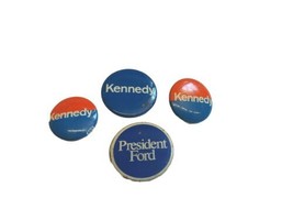Lot Of 4 Vintage Kennedy Ford Pin Back Blue  &amp; Red Presidential  - $5.99