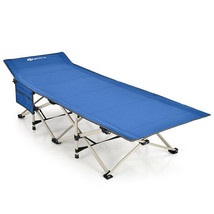Wide Foldable Camping Cot with Carry Bag-Blue - Color: Blue - £76.51 GBP