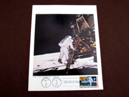 Buzz Aldrin Apollo 11 First Step First Day Of Issue Official Nasa Stamped Litho - £94.13 GBP