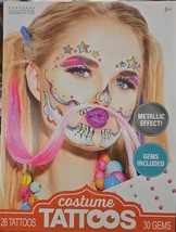 Metallic Rainbow and Stars Glam Skull Costume Face Tattoos With Gems. 2 ... - $12.00