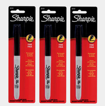 3 ~ Sharpie Fine Tip Black Permanent Marker 1pk Thin Line Water Resistant 30101 - $28.99