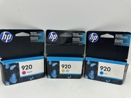 Lot of 3: HP 920 Color Ink Cartridges - Cyan Magenta Yellow CH634AN EXP: 2018+ - £23.88 GBP