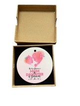 Porcelain Mother Daughter Pink Christmas Ornament In Gift Box - £8.22 GBP