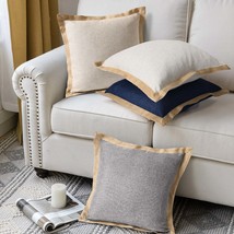 2 Piece Handmade Vintage Faux Rustic Decorative Pillow Covers with Linen Edge - £11.95 GBP