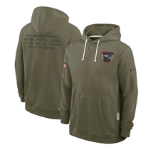 Mens Olive Patriots 2025 Salute to Service Sideline Pullover Hoodie New ... - $69.90