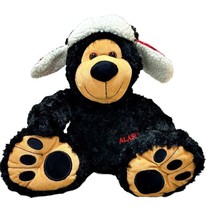 Wishpets Alaska Black Bear Plush Stuffed FIFE Plaid Trapper Hat Big Feet... - $19.14
