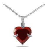 Sterling Silver Red Crystal Heart Pendant/Necklace Cremation Urn for Ashes - €88,01 EUR