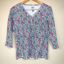Boho Pattern Womens Medium Blouse Colorful Lightweight Flowy Relaxed Fit Western - £18.15 GBP