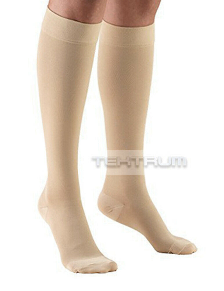 Tektrum (1 pair) Knee High Firm Compression Socks 23-32mmHg- Closed Toe, Beige - $17.95 - $117.95