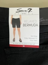 Seven 7 Relaxed Bermuda Short Mid Rise Fray Hem Women’s 14 Black - $20.79
