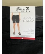 Seven 7 Relaxed Bermuda Short Mid Rise Fray Hem Women’s 14 Black - $20.79